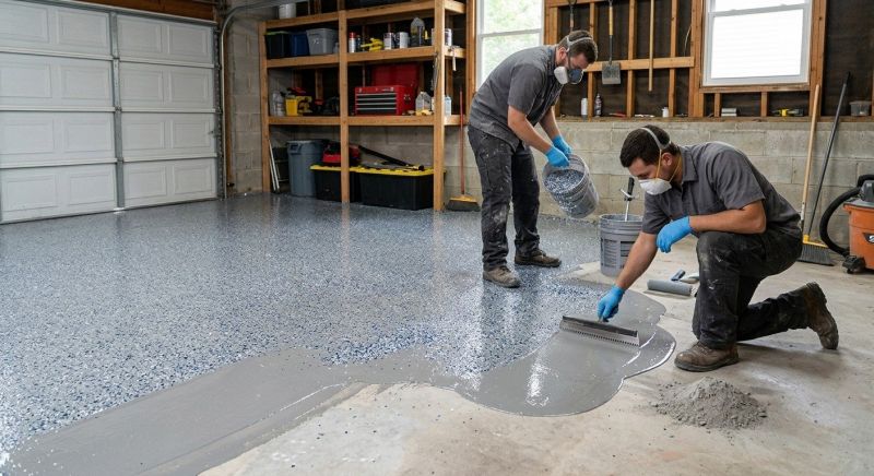 Speckled Garage Floor Painting in Greensboro, NC